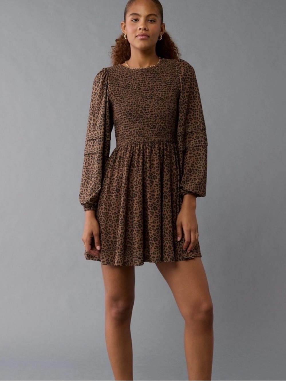 American Eagle Leopard Dress Long Sleeve Small